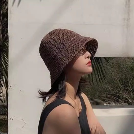 バケットハット 透かし編みが美しい 手編みバケットハット