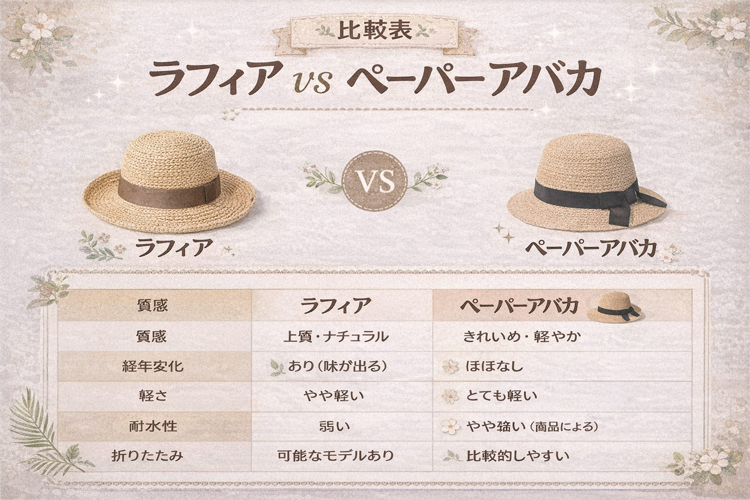 素材による違いをチェック