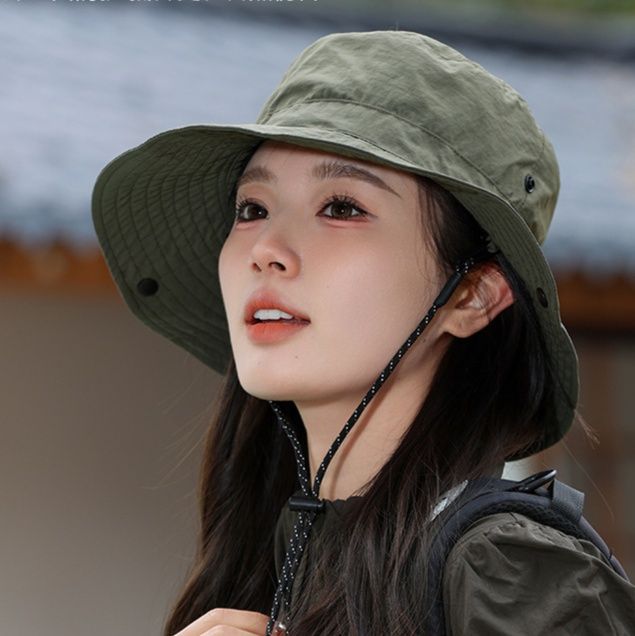 バケットハット アウトドア日除け紐付きバケットハット