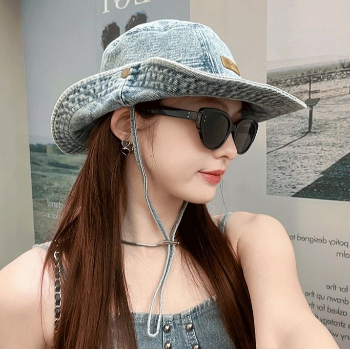 バケットハット ヴィンテージ加工デニム紐付きバケットハット