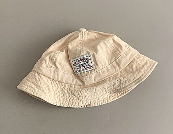 バケットハット ワッペン付きデニム素材のキッズバケットハット