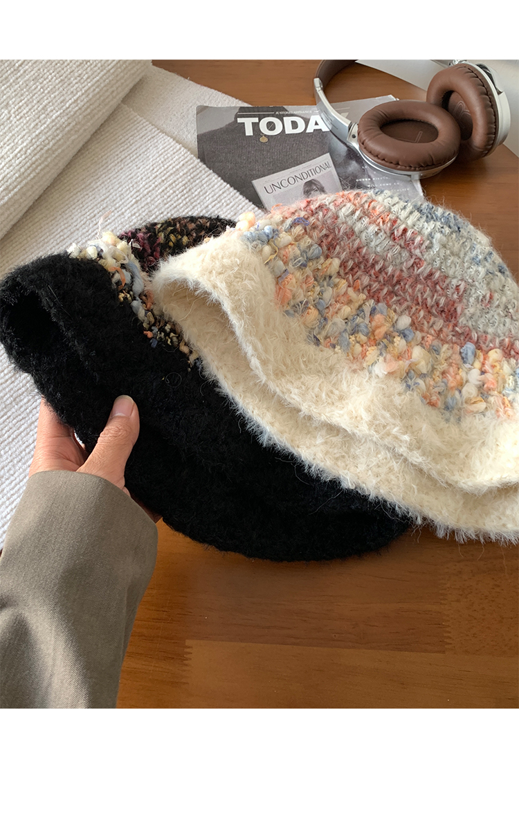 バケットハット ふわもこループ模様バケットハット