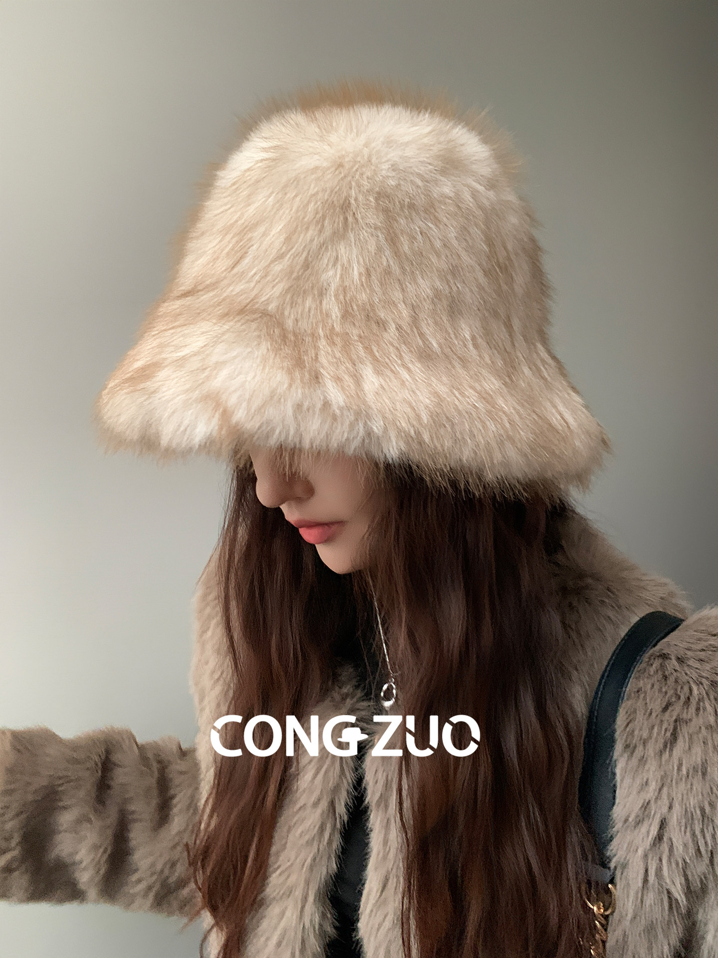 バケットハット ふわふわ全面 ファーバケットハット