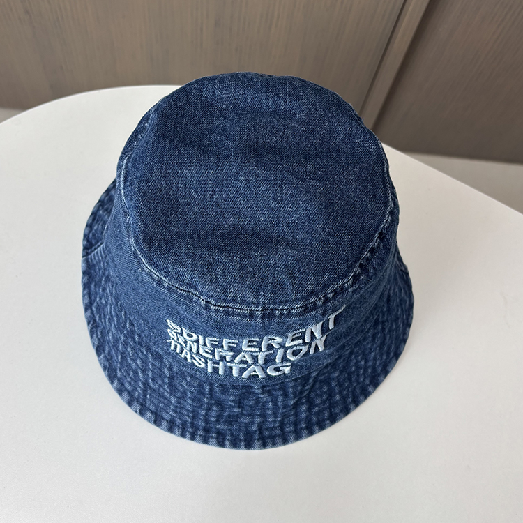 バケットハット バケットハット 刺繍入り世代メッセージデニムハット