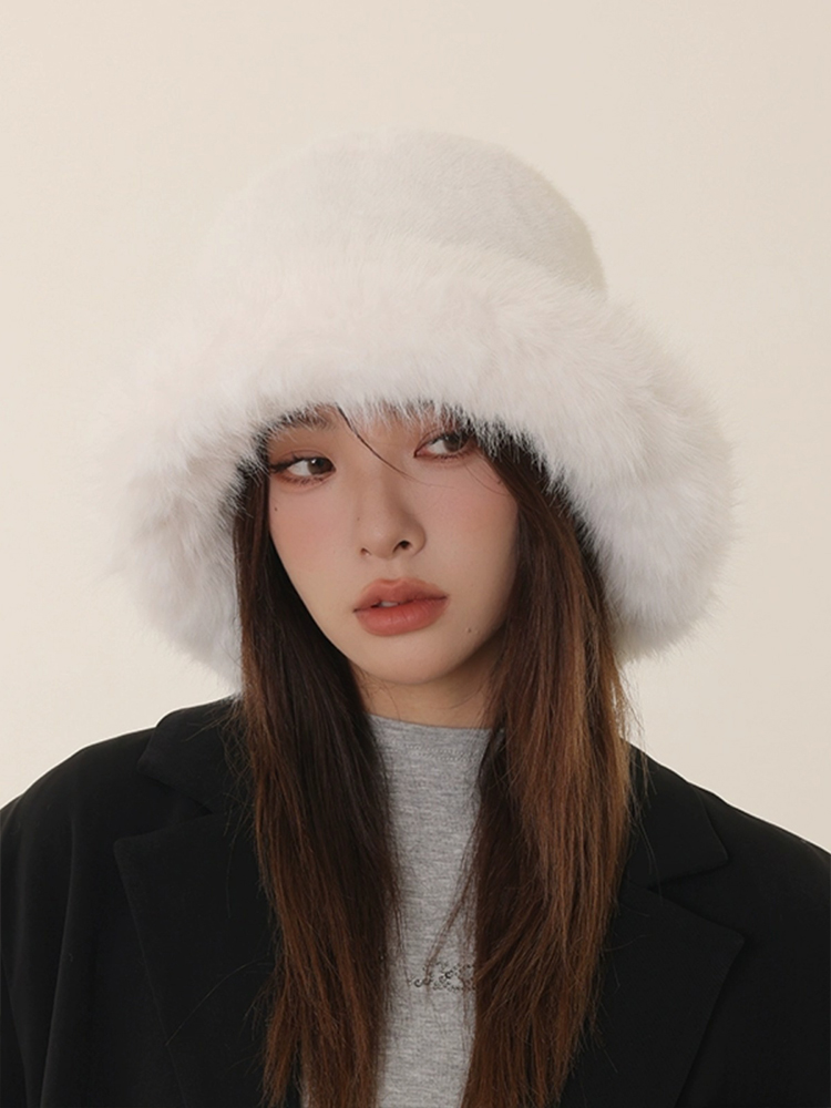 バケットハット ボリュームファー付き防寒バケットハット