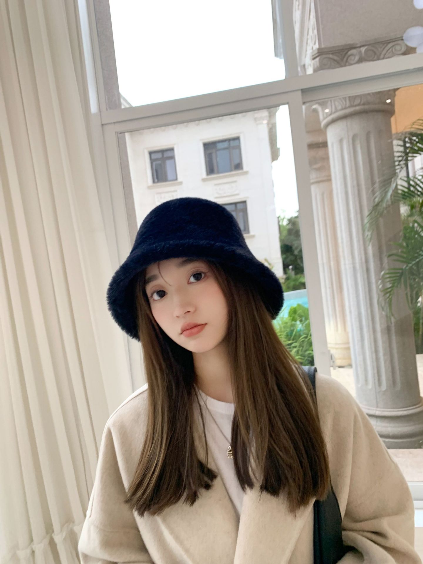 バケットハット 女性用ファーバケット帽子ふわふわ小顔効果チューリップハット