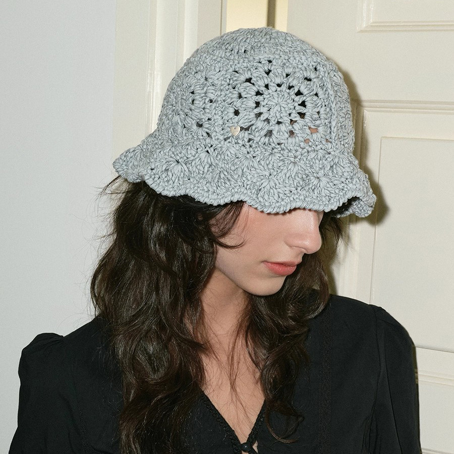 バケットハット 編み物 かぎ針編みバケットハット 女性用帽子 韓国風