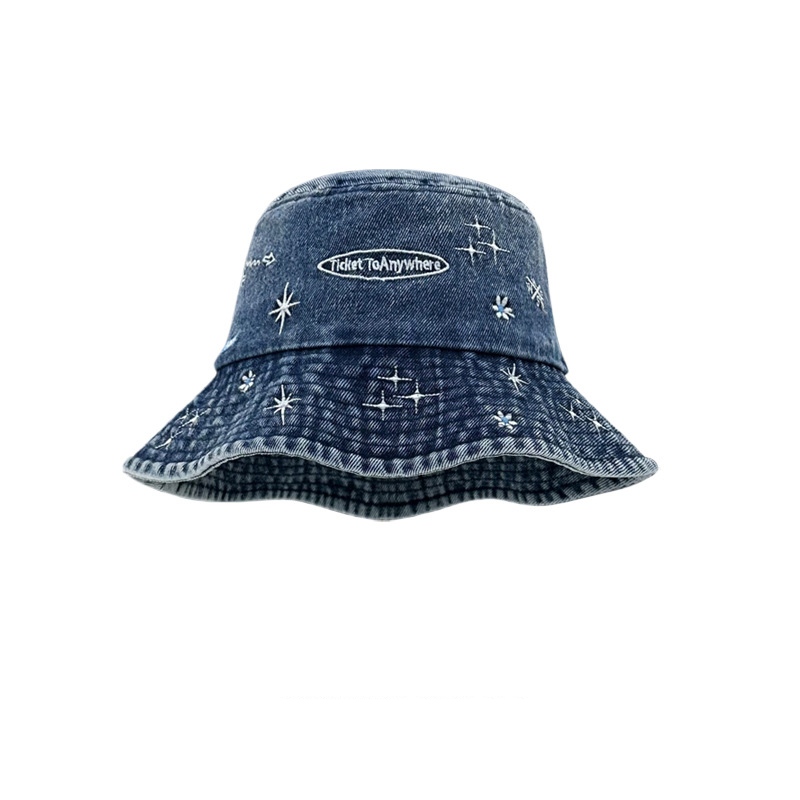 星空デニムバケットハット 小顔効果 日よけ帽子