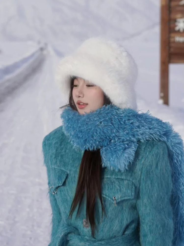 バケットハット ふわもこ雪見バケットハット