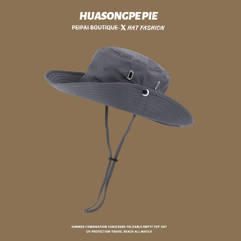 バケットハット 紐付きつば広バケットハット日除け機能性帽子