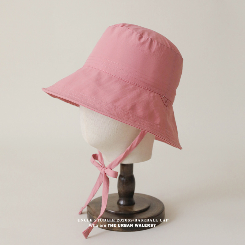 バケットハット あご紐付きシンプル日除けバケットハット