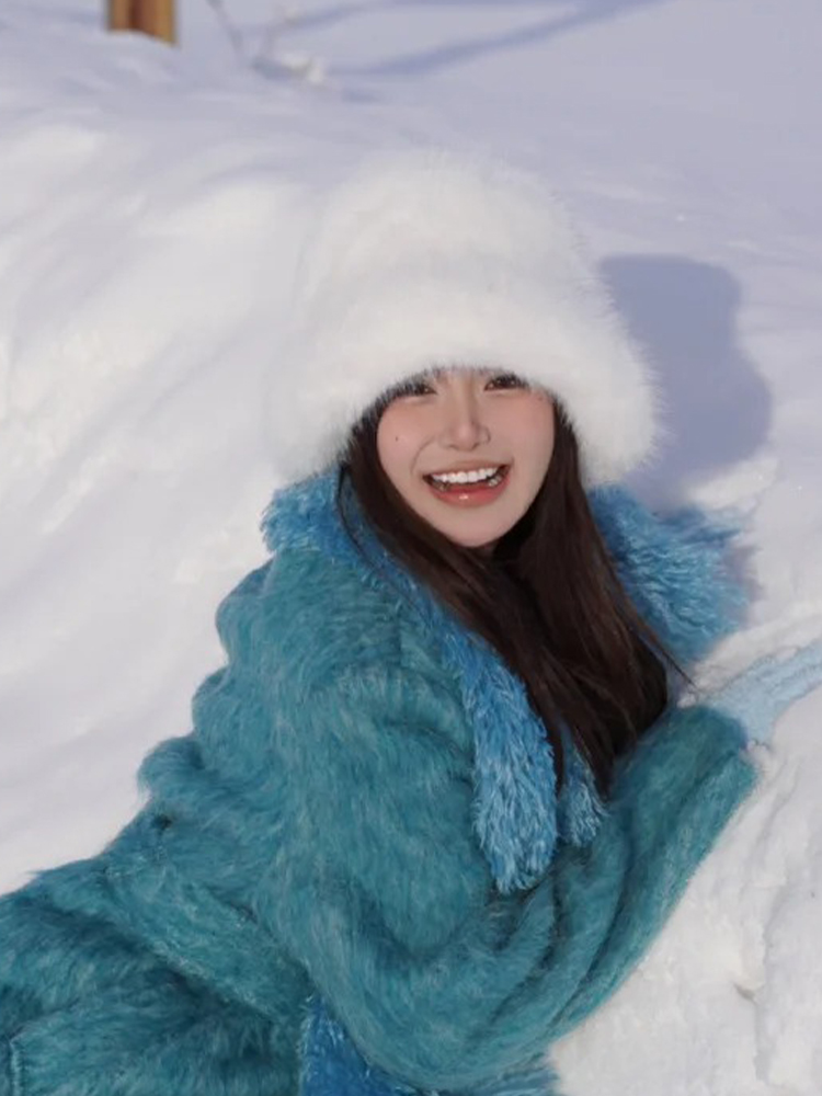 バケットハット ふわもこ雪見バケットハット