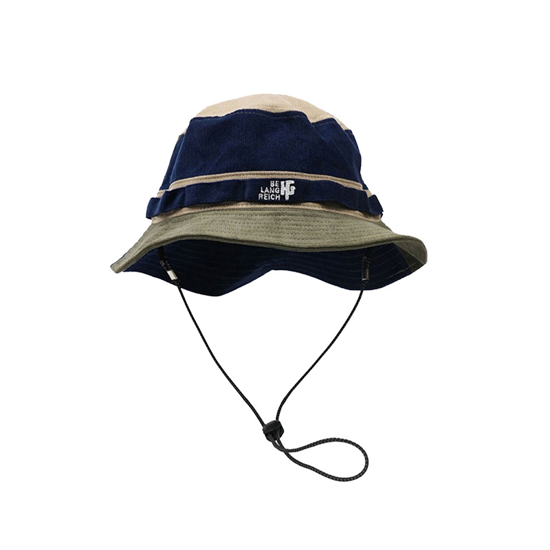 バケットハット 多彩配色切替紐付きバケットハット