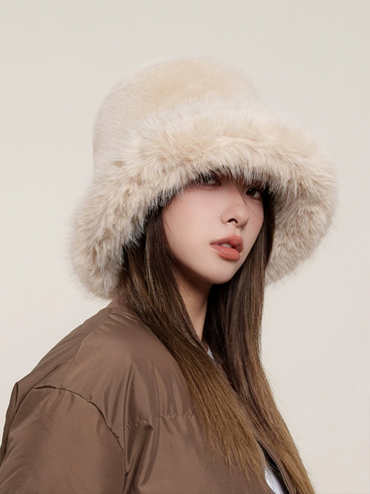 バケットハット ボリュームファー付き防寒バケットハット