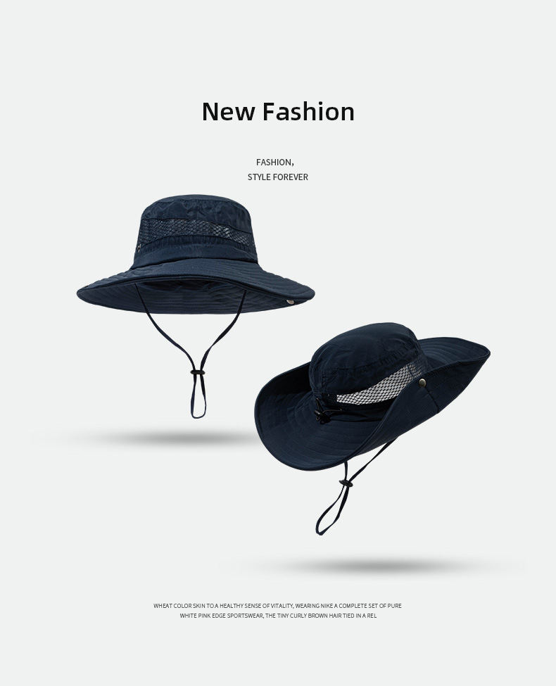 バケットハット 多機能アウトドア対応紐付きつば広帽子