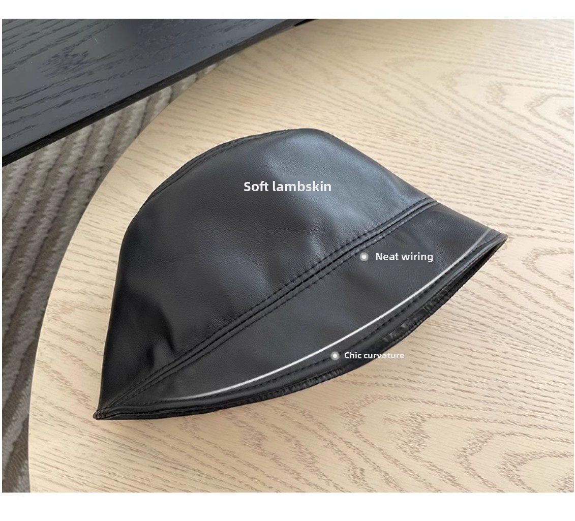 バケットハット 本皮仕立て シンプルバケットハット