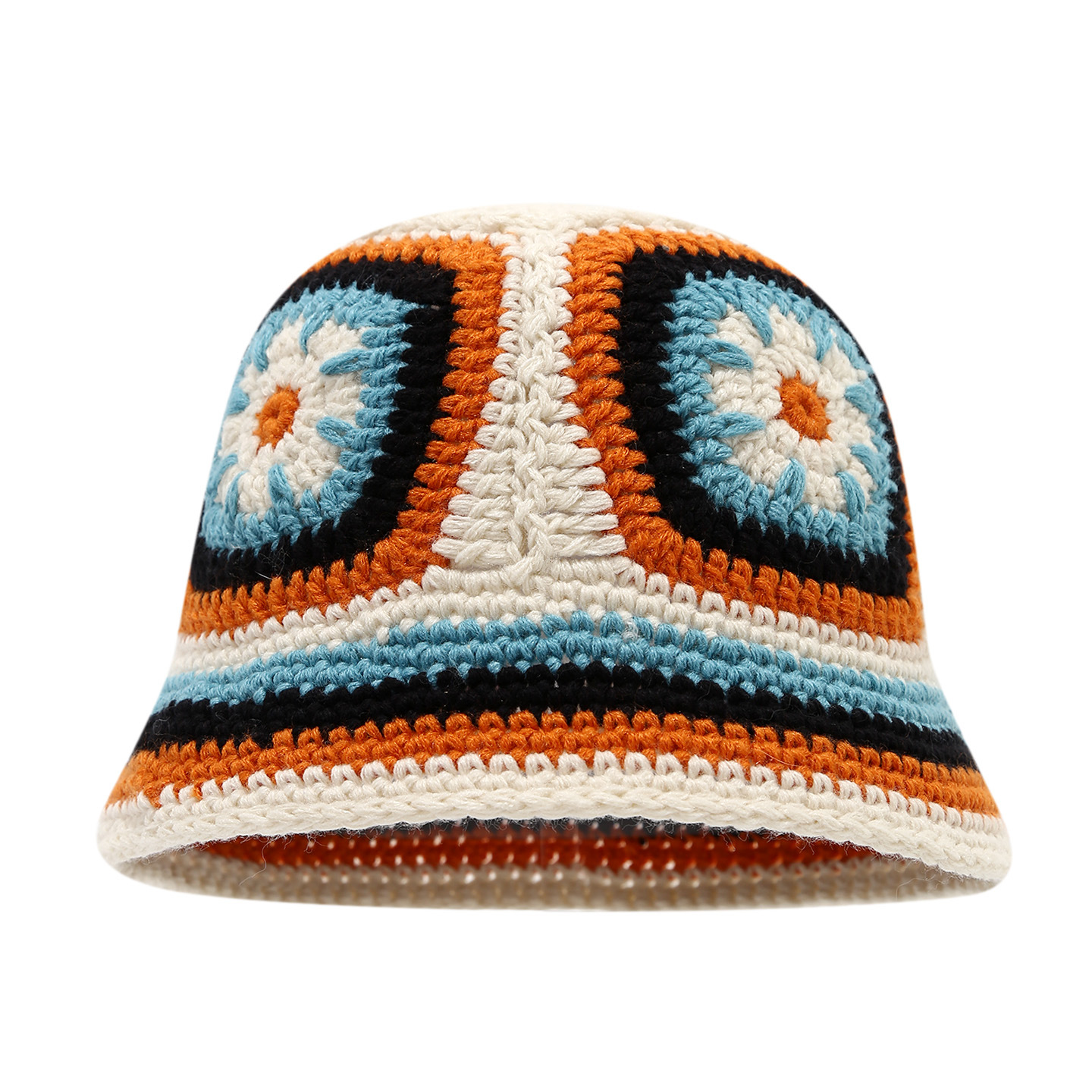 バケットハット 甘美な雪花モチーフ 手編みバケットハット