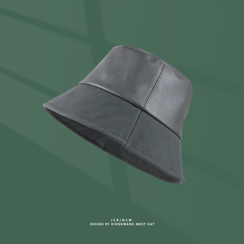 バケットハット レザー調素材 切替シームデザイン バケットハット