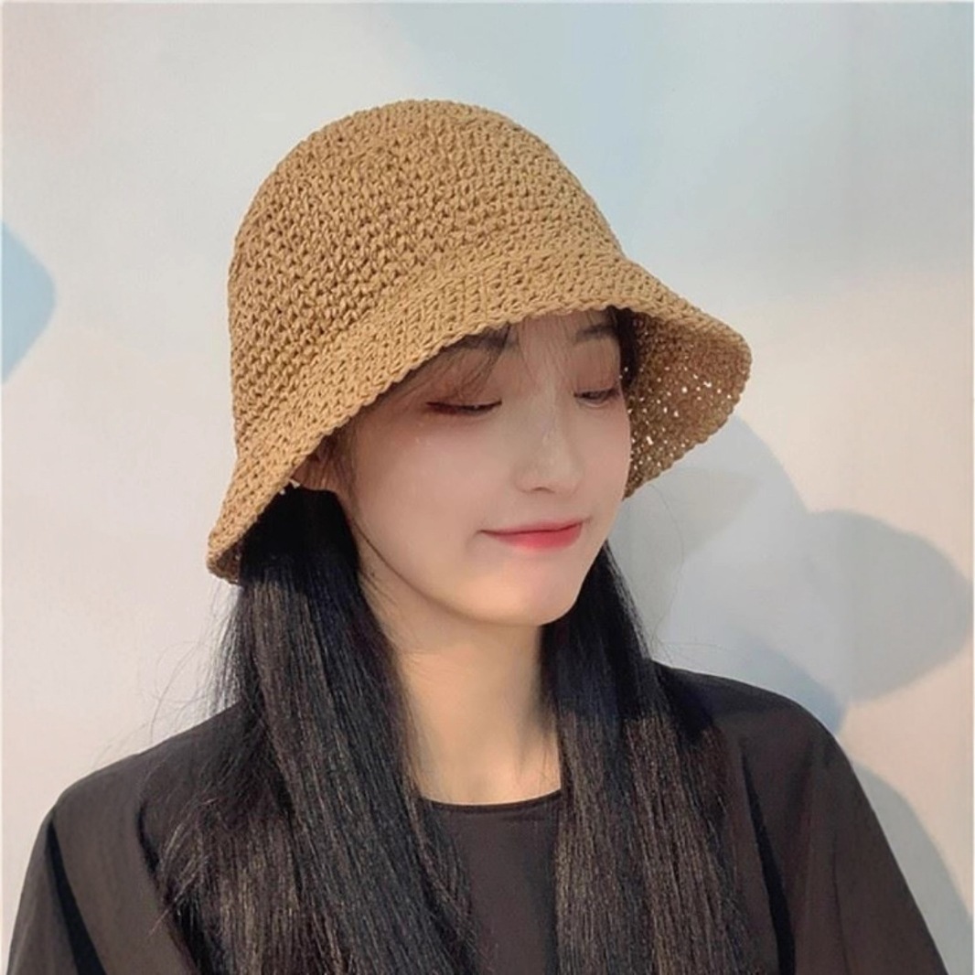 バケットハット 透かし編みが美しい 手編みバケットハット