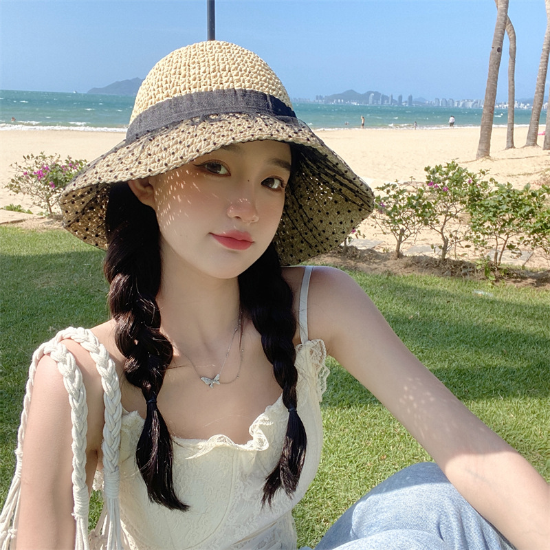バケットハット 透かし編みつば広バケットハット夏仕様
