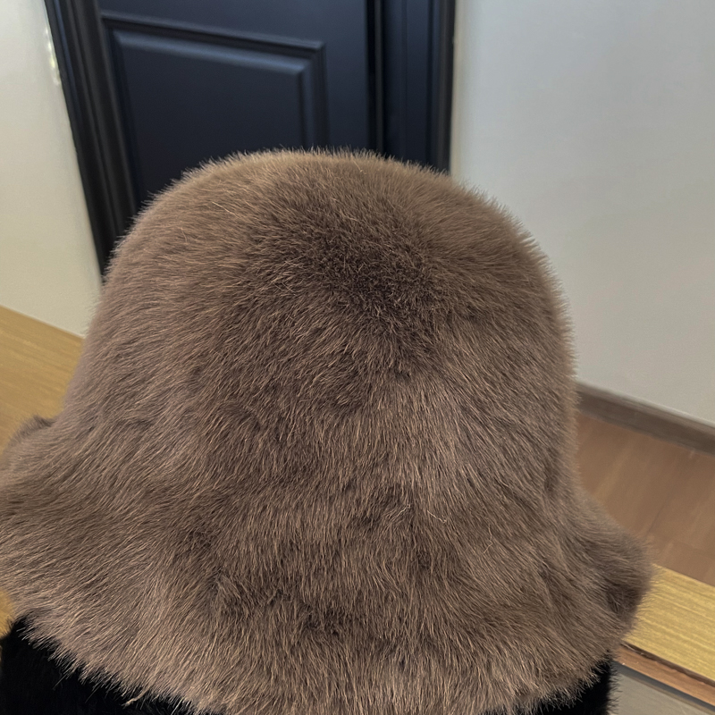 バケットハット ふわふわ重ね着風バケットハット