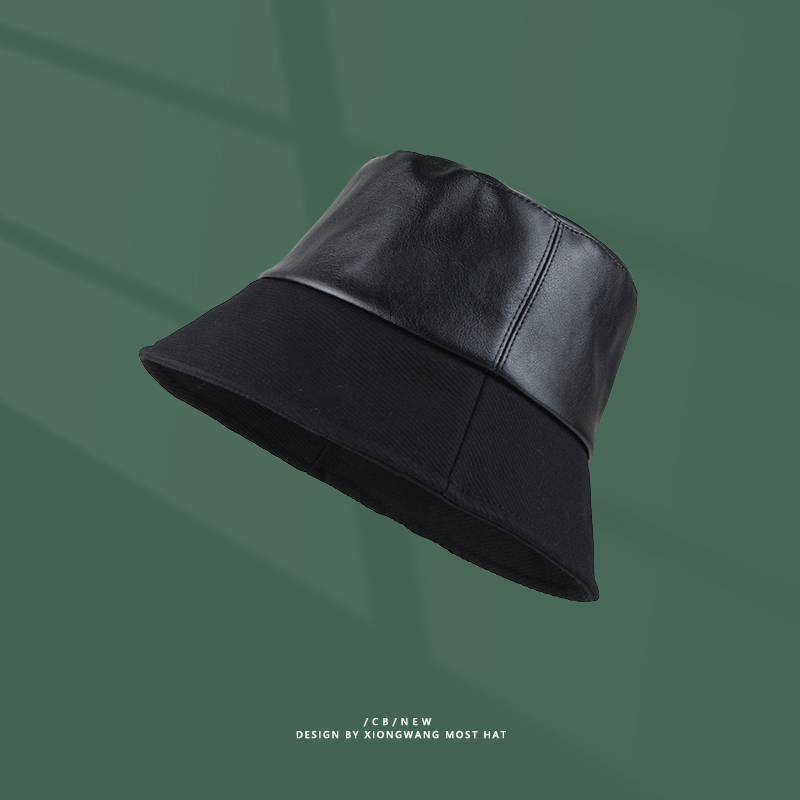 バケットハット レザー調素材 切替シームデザイン バケットハット