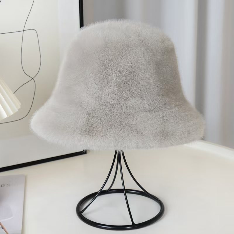 バケットハット もこもこファー素材のあったかバケットハット