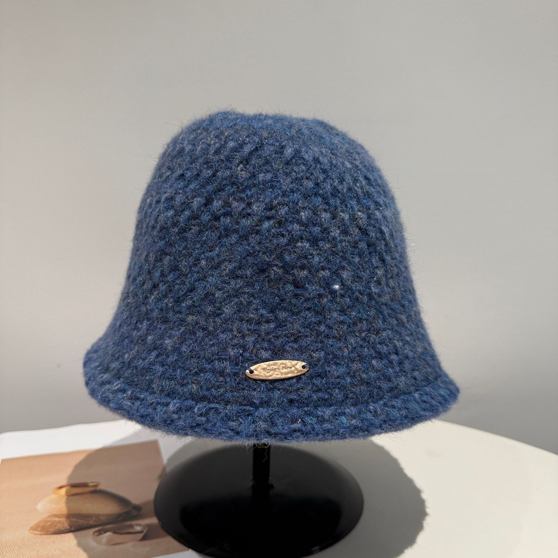 バケットハット 手編み風 ざっくり編み上げ 編み物バケットハット