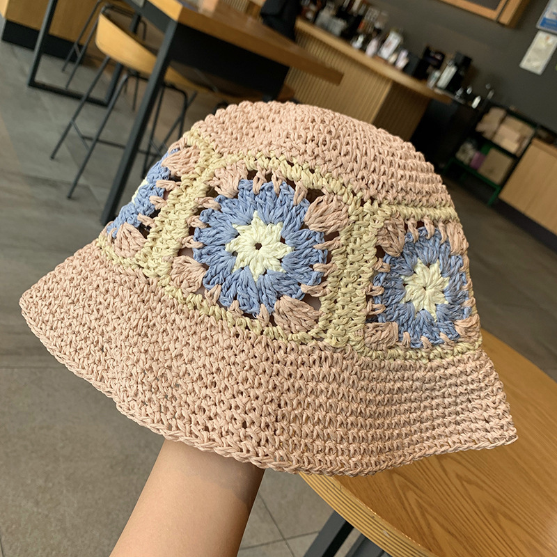 バケットハット 花モチーフ手編みバケットハット