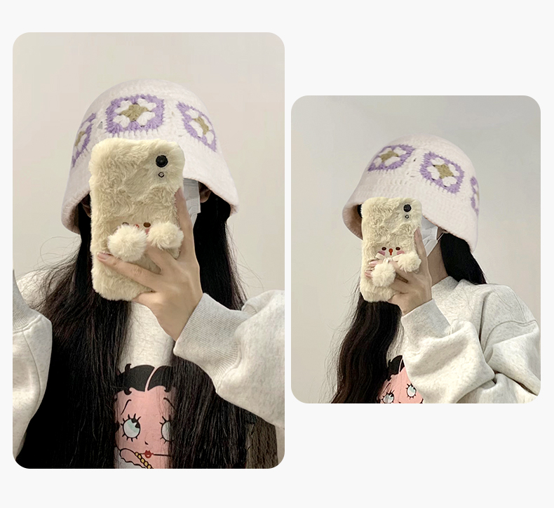 バケットハット 手編みかぎ針花モチーフバケットハット