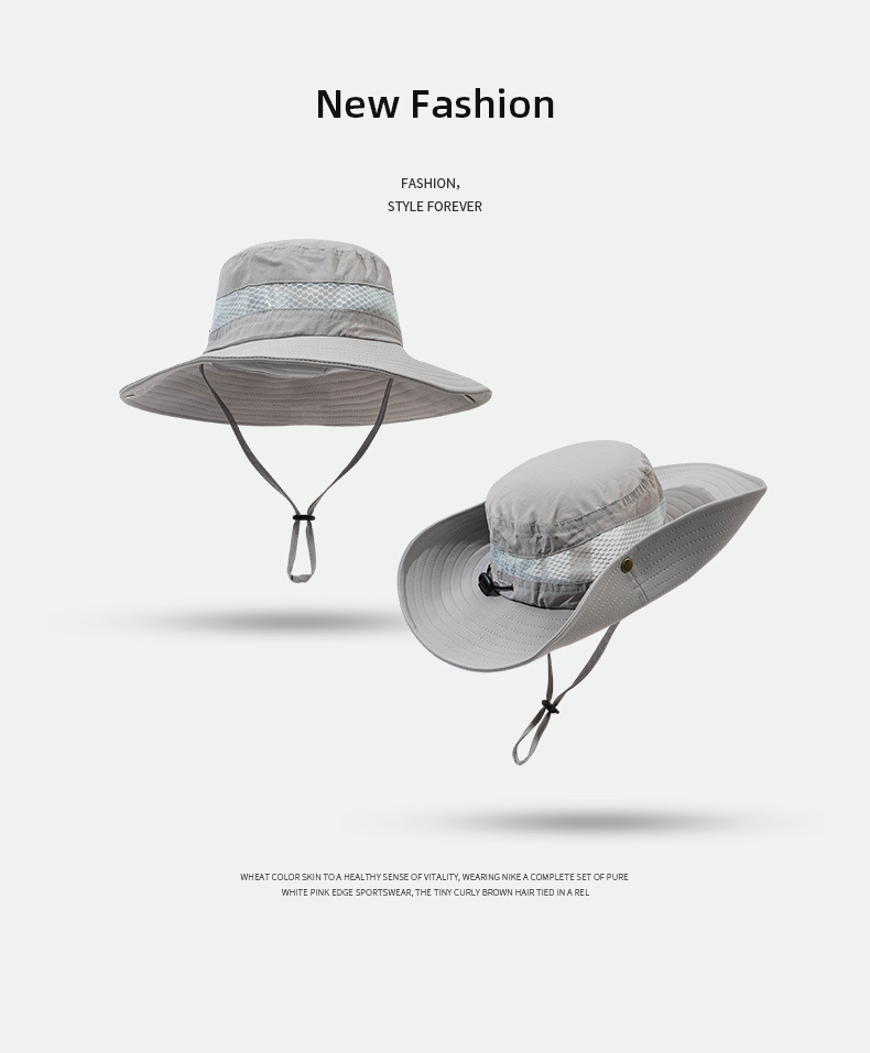 バケットハット 多機能アウトドア対応紐付きつば広帽子