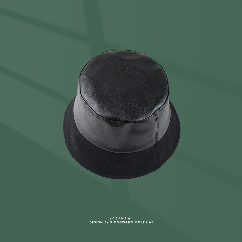 バケットハット レザー調素材 切替シームデザイン バケットハット