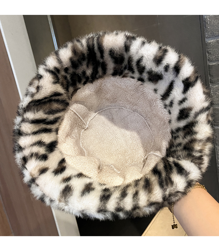 バケットハット ふわもこ豹柄バケットハット