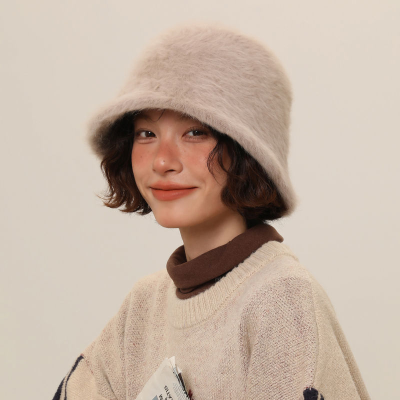 バケットハット ふわふわもこもこファー素材のあったかバケットハット