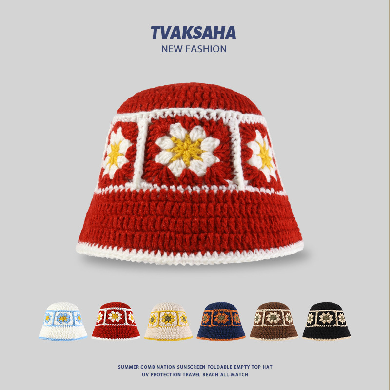 バケットハット 花モチーフ編みバケットハット