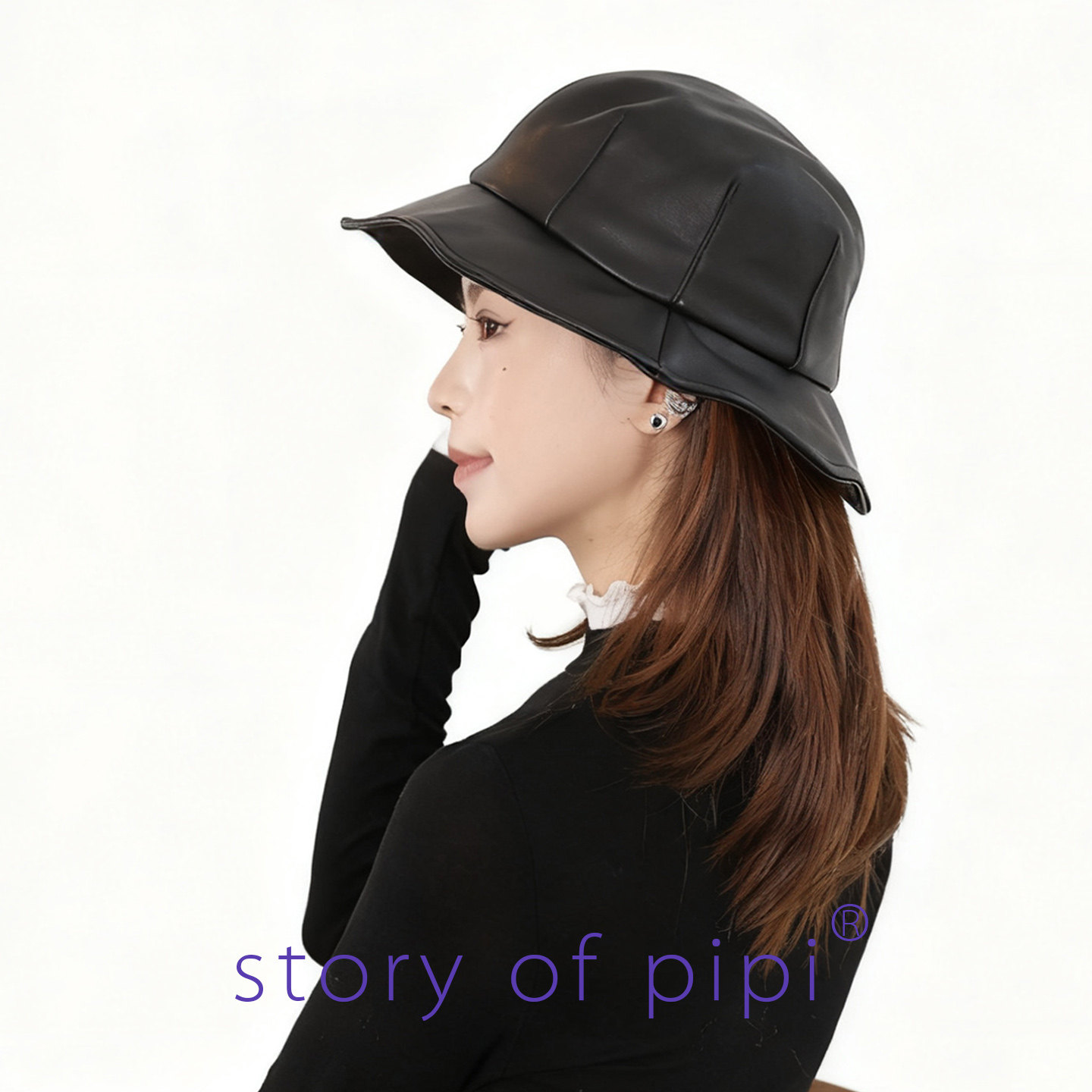 バケットハット 上質なレザー素材 エレガント バケットハット