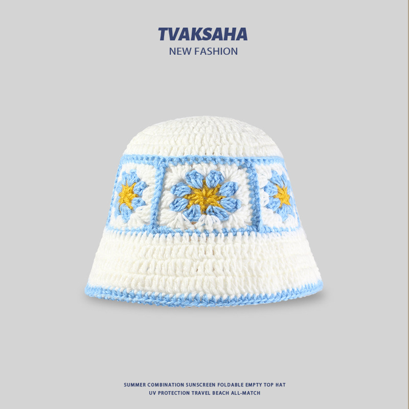 バケットハット 花モチーフ編みバケットハット