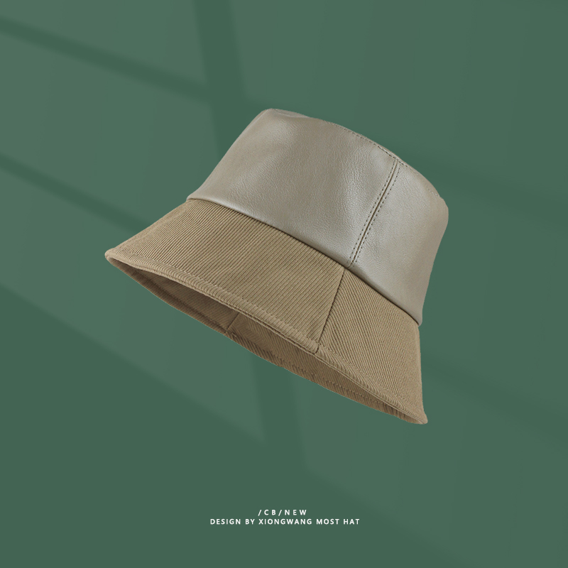 バケットハット レザー調素材 切替シームデザイン バケットハット