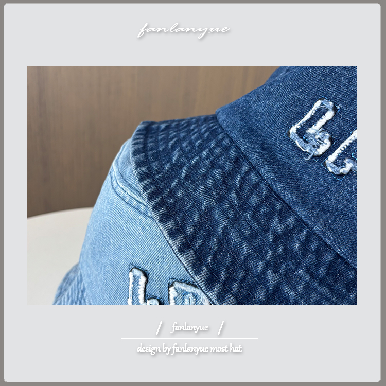 バケットハット 刺繍入りデニムバケットハット