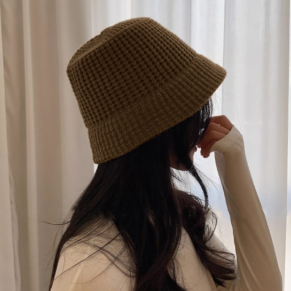 バケットハット 編み物 女性用ニット編みバケットハット