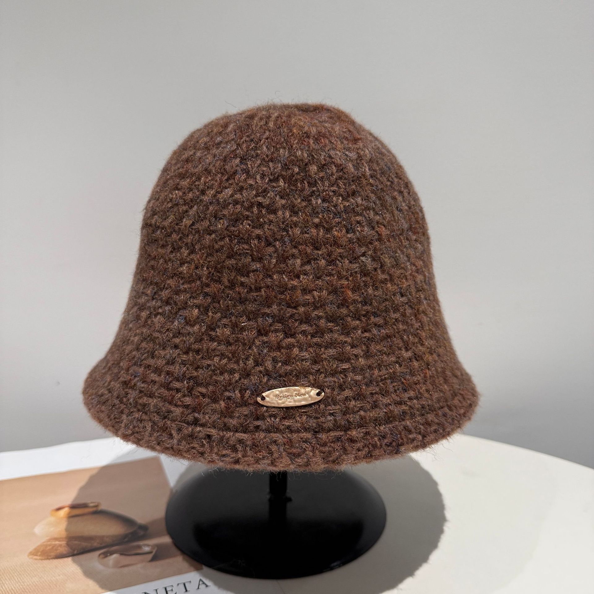 バケットハット 手編み風 ざっくり編み上げ 編み物バケットハット