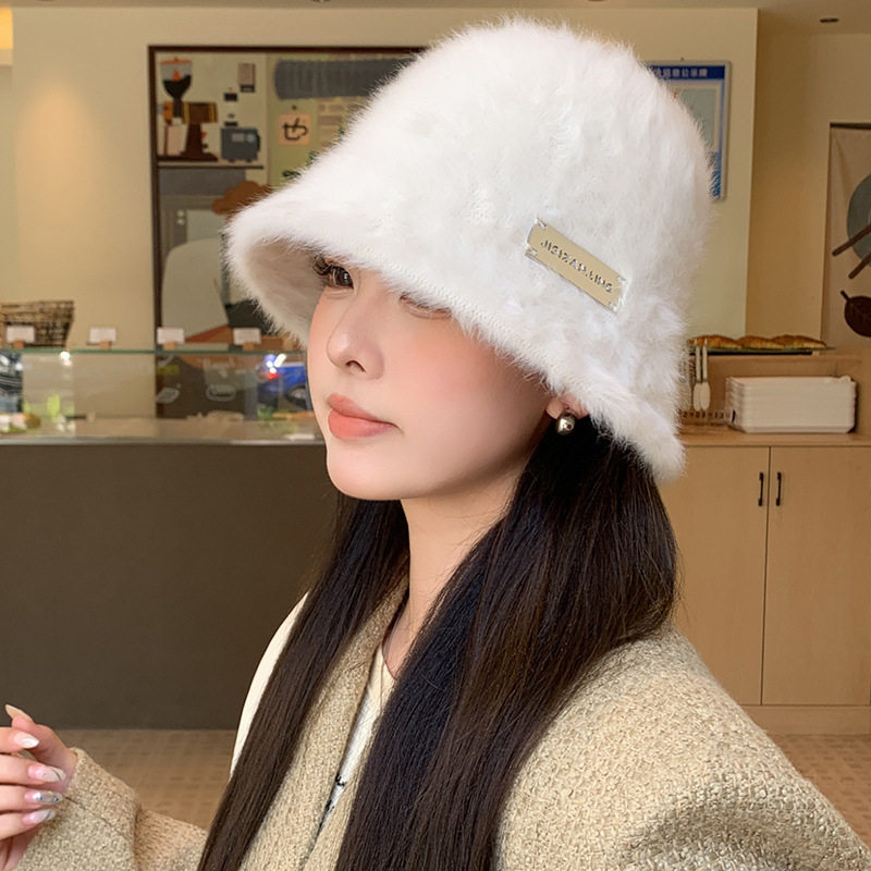 バケットハット もこもこファー素材の暖かバケットハット