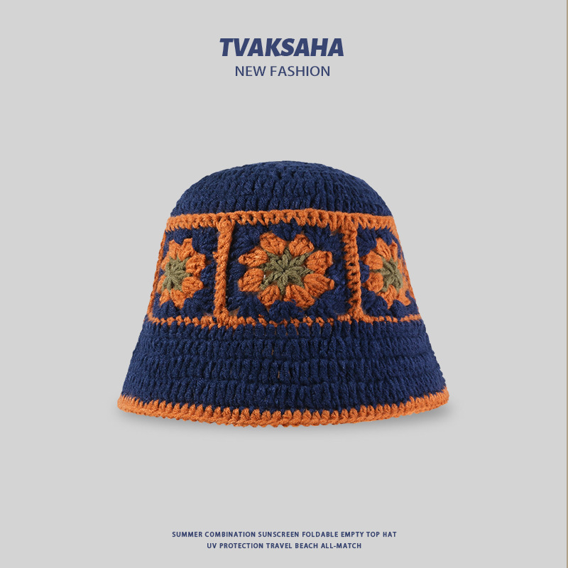 バケットハット 花モチーフ編みバケットハット