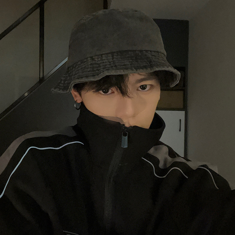 バケットハット 文字刺繍デザインデニムバケットハット