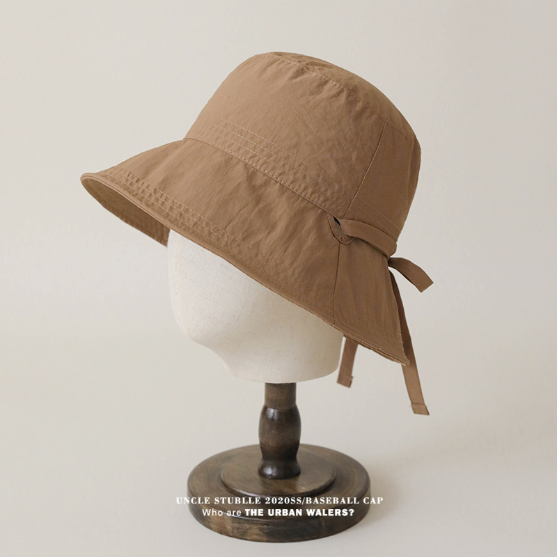 バケットハット あご紐付きシンプル日除けバケットハット