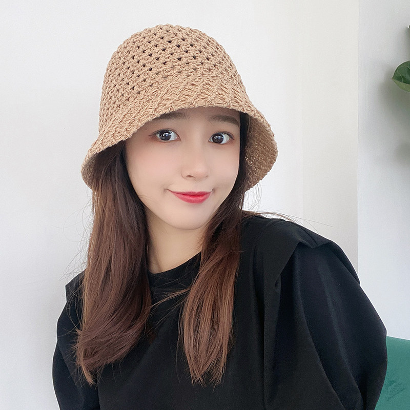 バケットハット 手編み風透かし編みナチュラルバケットハット