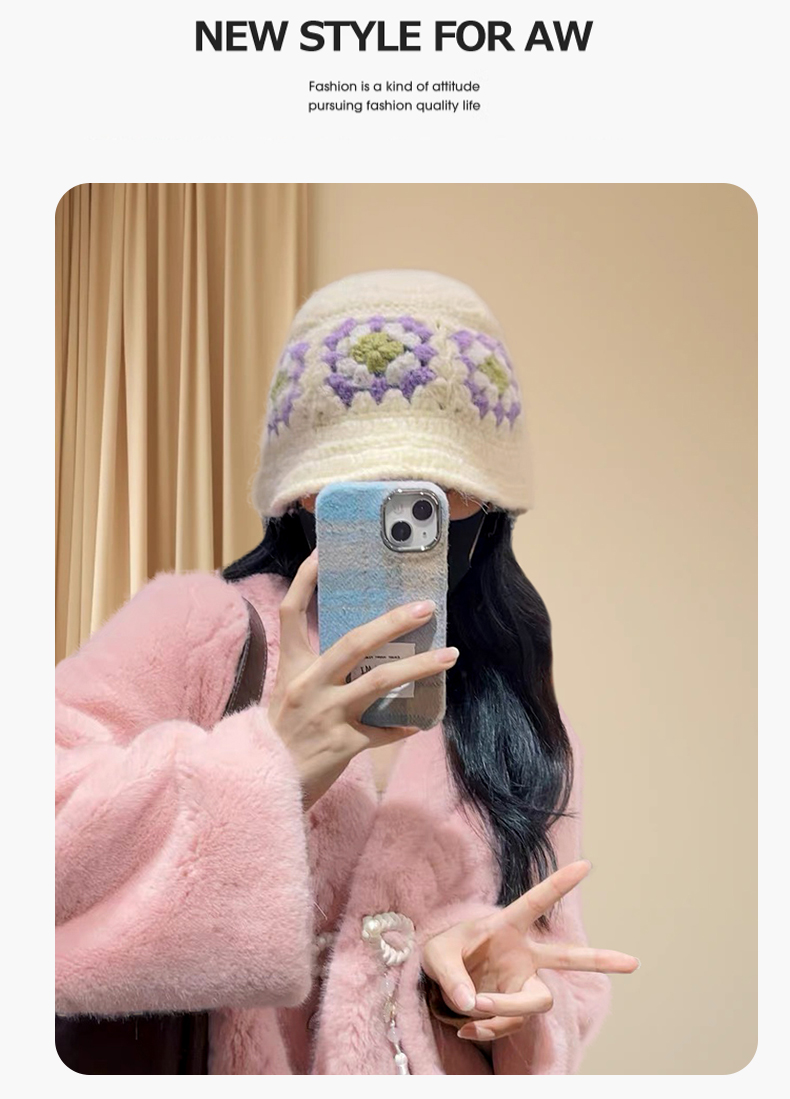 バケットハット 手編みかぎ針花モチーフバケットハット