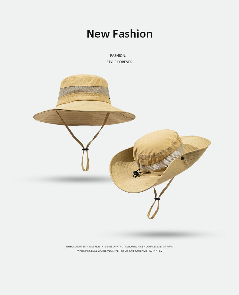 バケットハット 多機能アウトドア対応紐付きつば広帽子