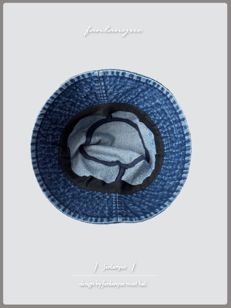 バケットハット 刺繍入りデニムバケットハット