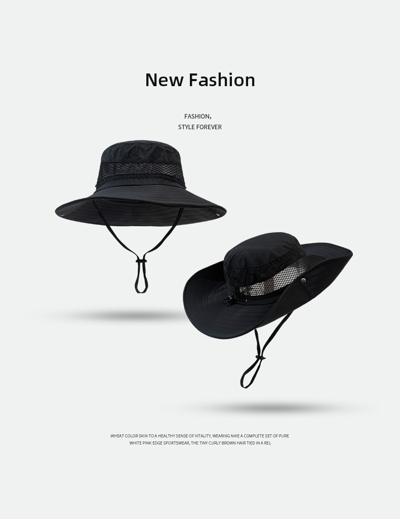 バケットハット 多機能アウトドア対応紐付きつば広帽子